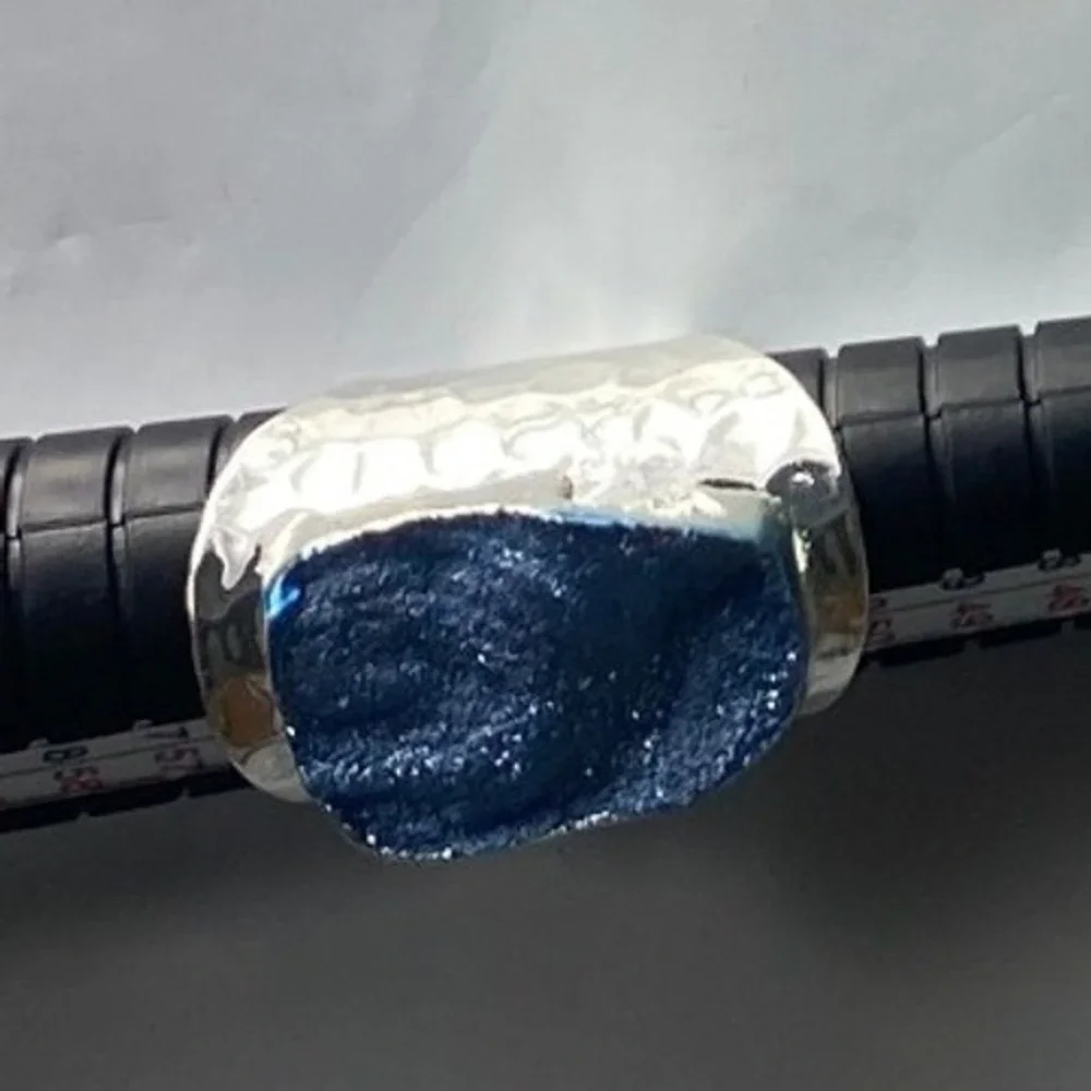 Unique Silver Tone‎ Blue Druzy Crystal Ring Statement Ring Size 8
